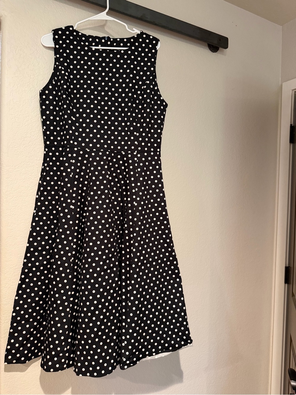 Classic Black Polka Dot Midi Dress